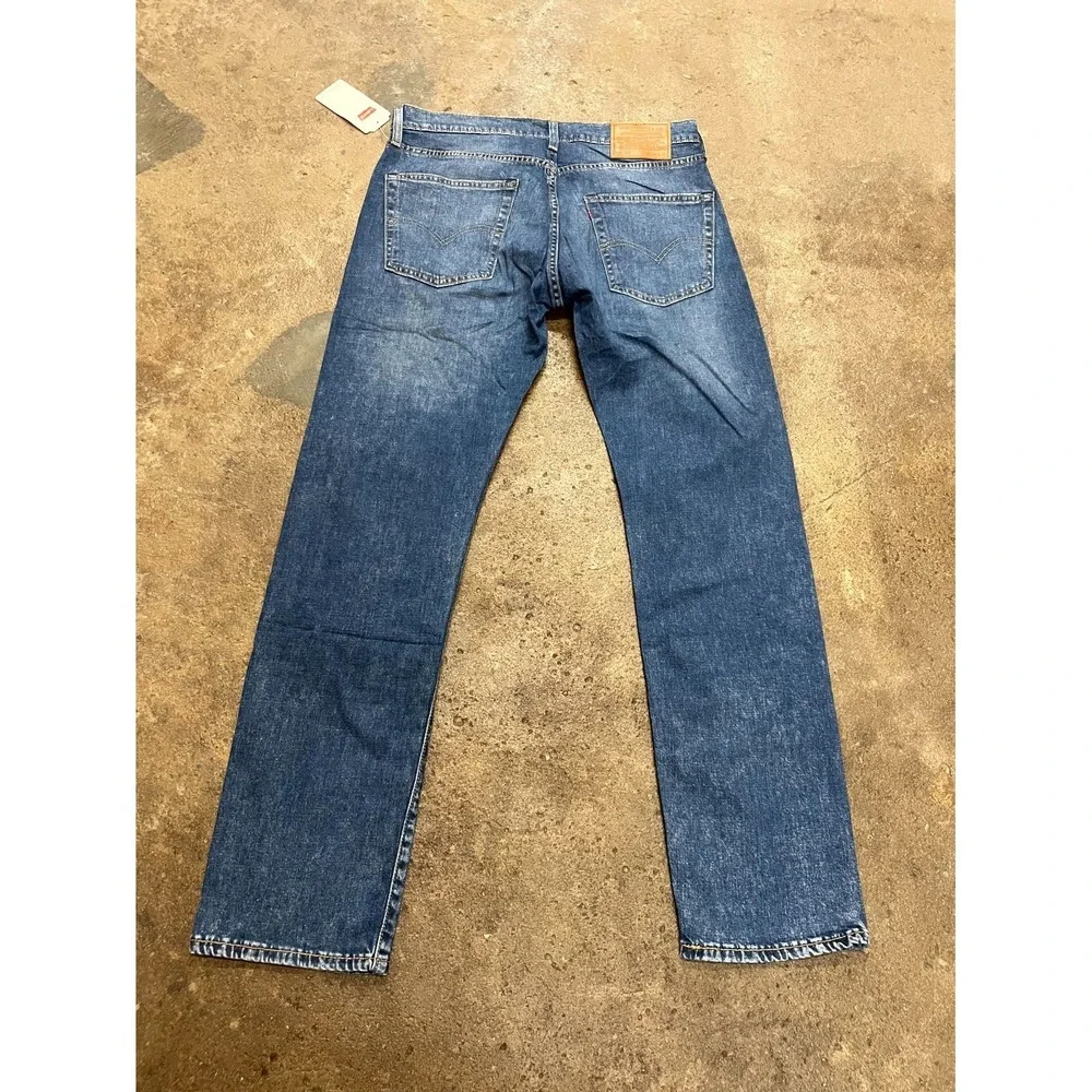 Levi's 502 Straight Jeans Mens‎ 32x32 Blue Whiskering Denim Logo Cotton Stretch